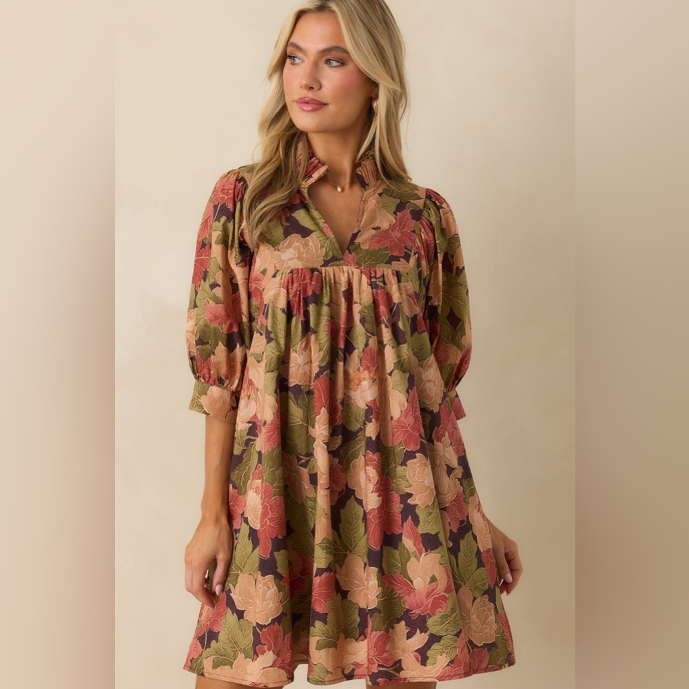 NWT Entro brown floral mini dress